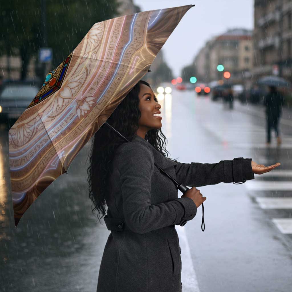 Isis Umbrella with Falcon Symbol and Sacred Geometry in Egyptian