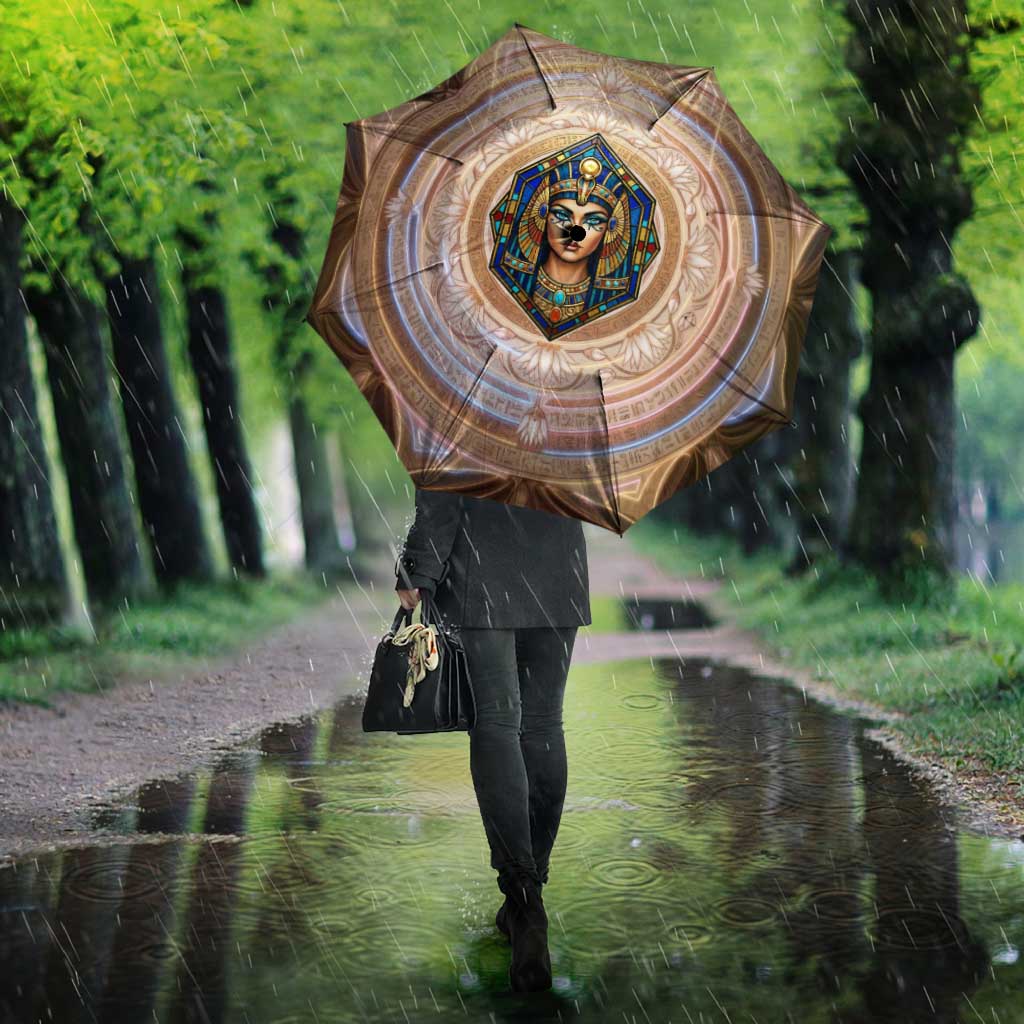 Isis Umbrella with Falcon Symbol and Sacred Geometry in Egyptian