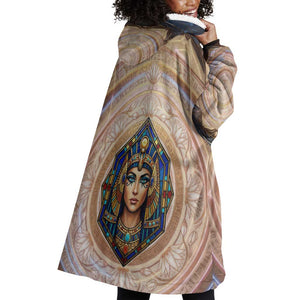 Isis Wearable Blanket Hoodie with Falcon Symbol and Sacred Geometry in Egyptian