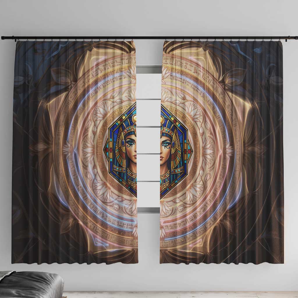 Isis Window Curtain with Falcon Symbol and Sacred Geometry in Egyptian