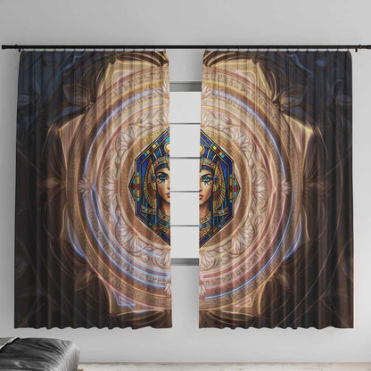 Isis Window Curtain with Falcon Symbol and Sacred Geometry in Egyptian