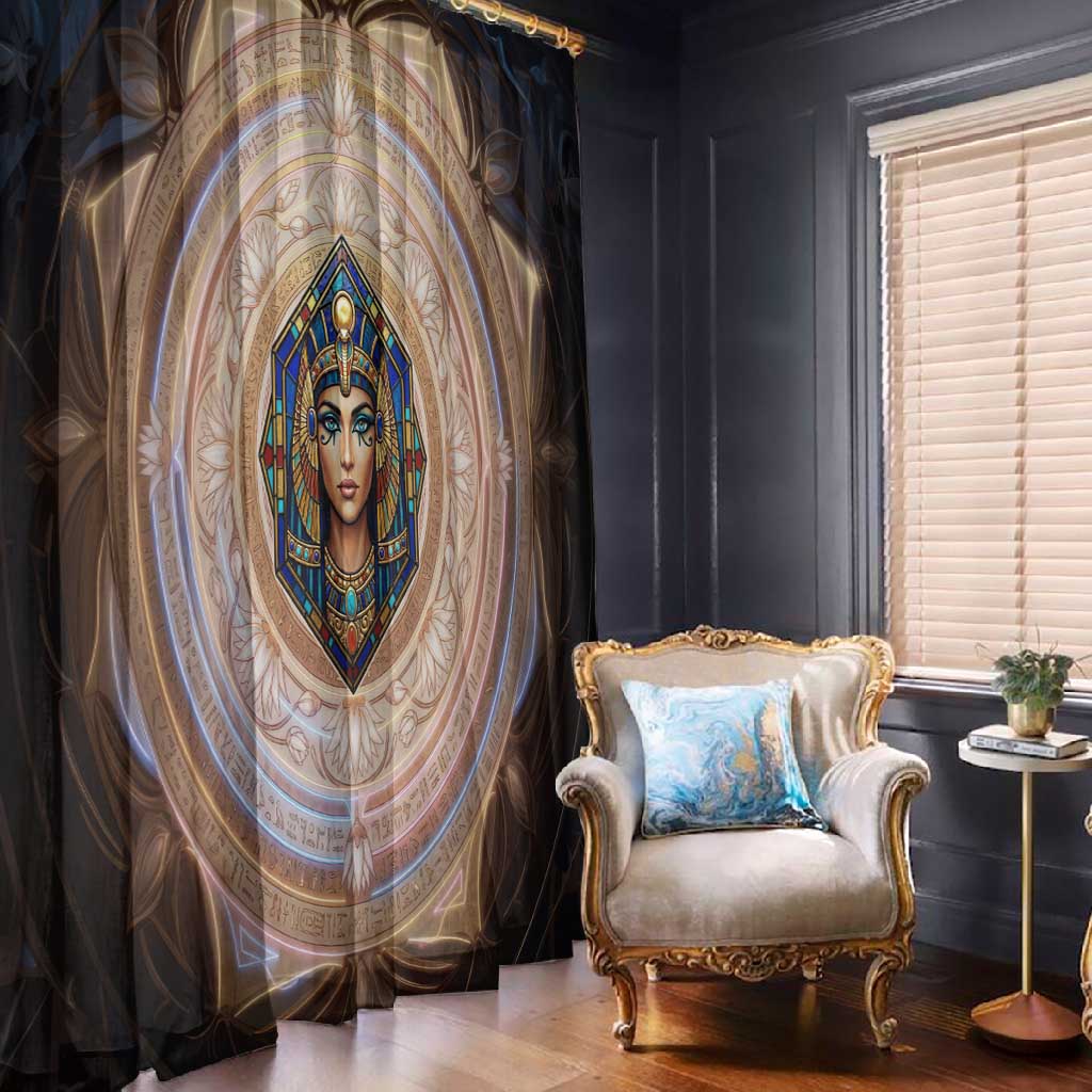 Isis Window Curtain with Falcon Symbol and Sacred Geometry in Egyptian