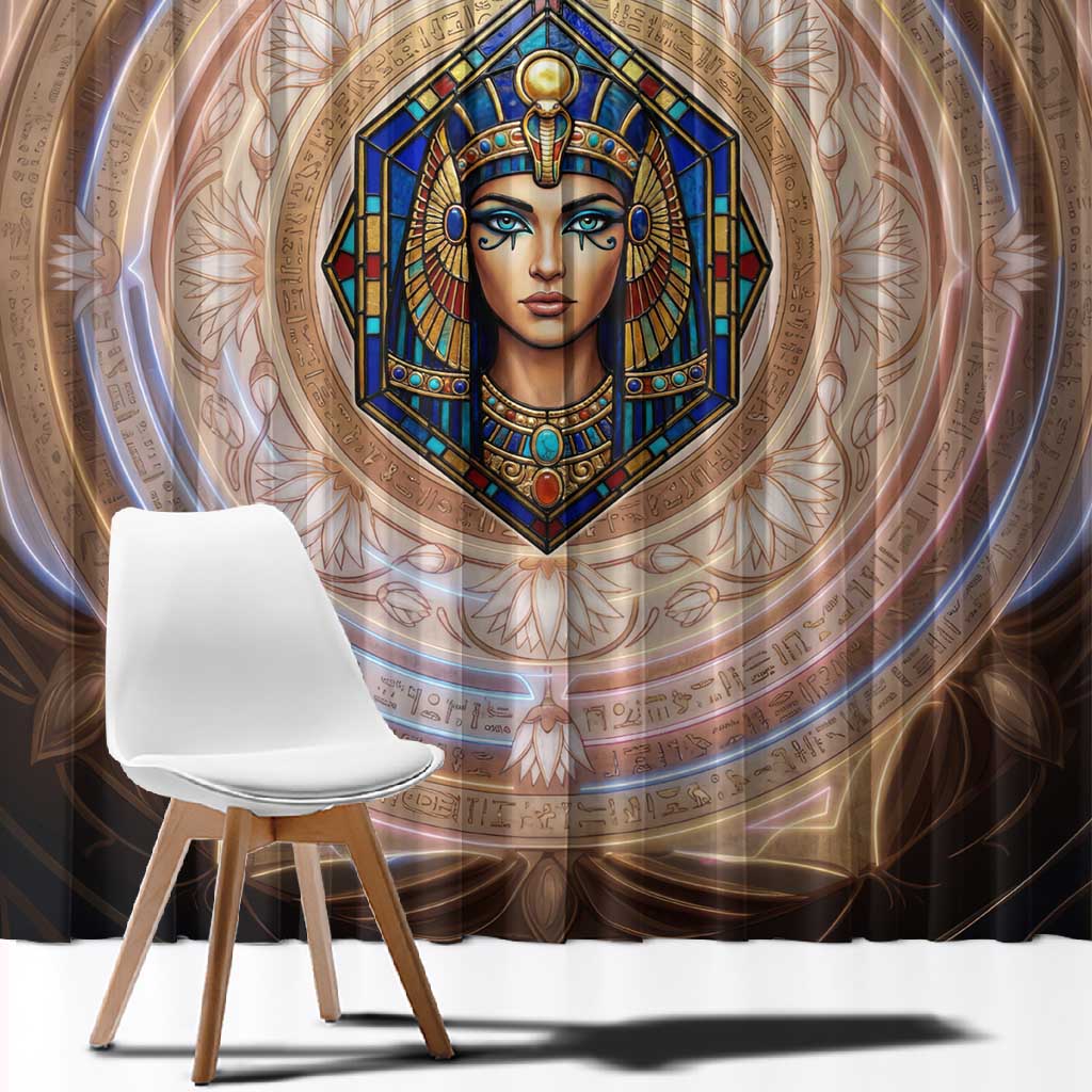 Isis Window Curtain with Falcon Symbol and Sacred Geometry in Egyptian