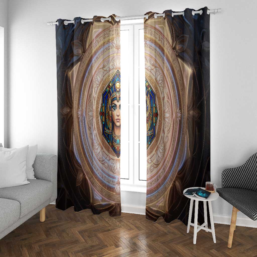 Isis Window Curtain with Falcon Symbol and Sacred Geometry in Egyptian