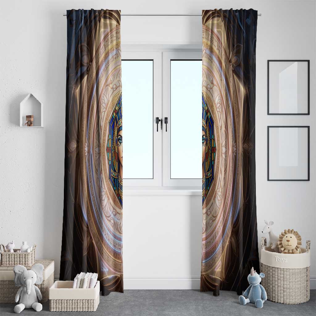 Isis Window Curtain with Falcon Symbol and Sacred Geometry in Egyptian