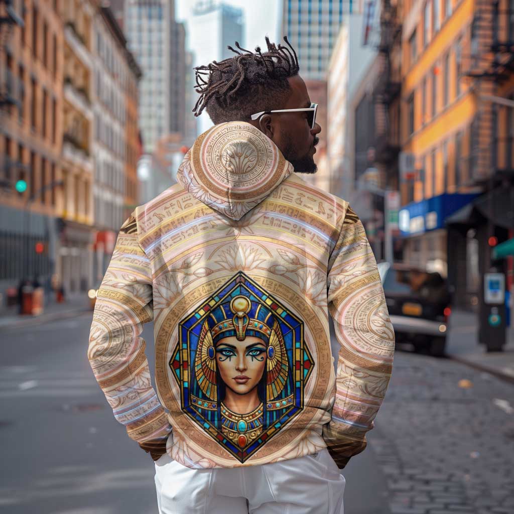 Isis Zip Hoodie with Falcon Symbol and Sacred Geometry in Egyptian