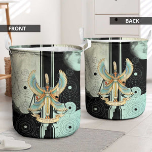 Ma’at Feather Egyptian Laundry Basket with Scales Symbolizing Truth and Cosmic Balance
