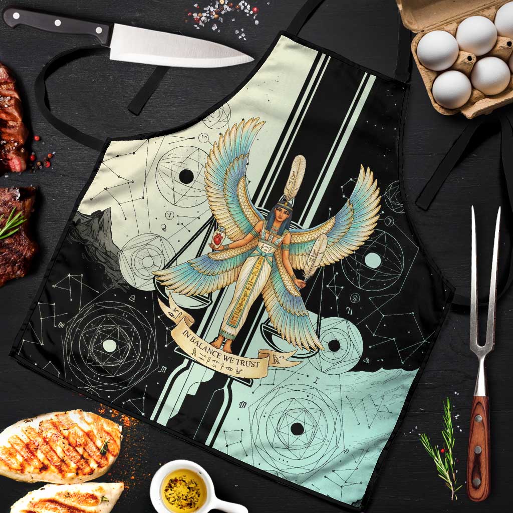 Ma’at Feather Egyptian Apron with Scales Symbolizing Truth and Cosmic Balance