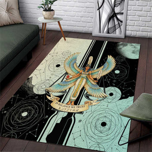 Ma’at Feather Egyptian Area Rug with Scales Symbolizing Truth and Cosmic Balance