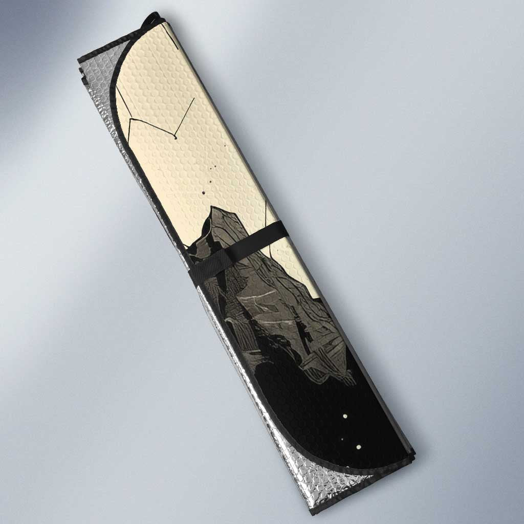 Ma’at Feather Egyptian Auto Sun Shade with Scales Symbolizing Truth and Cosmic Balance