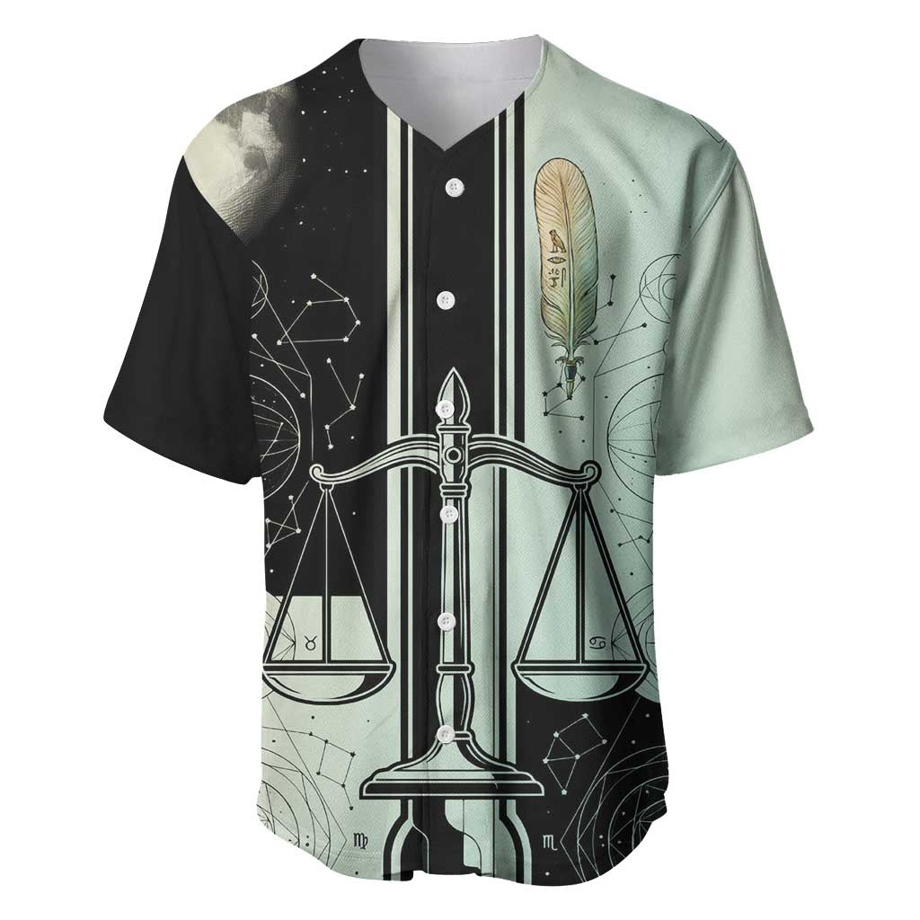 Ma’at Feather Egyptian Baseball Jersey with Scales Symbolizing Truth and Cosmic Balance