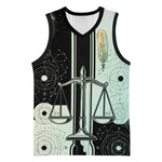 Ma’at Feather Egyptian Basketball Jersey with Scales Symbolizing Truth and Cosmic Balance