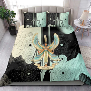 Ma’at Feather Egyptian Bedding Set with Scales Symbolizing Truth and Cosmic Balance