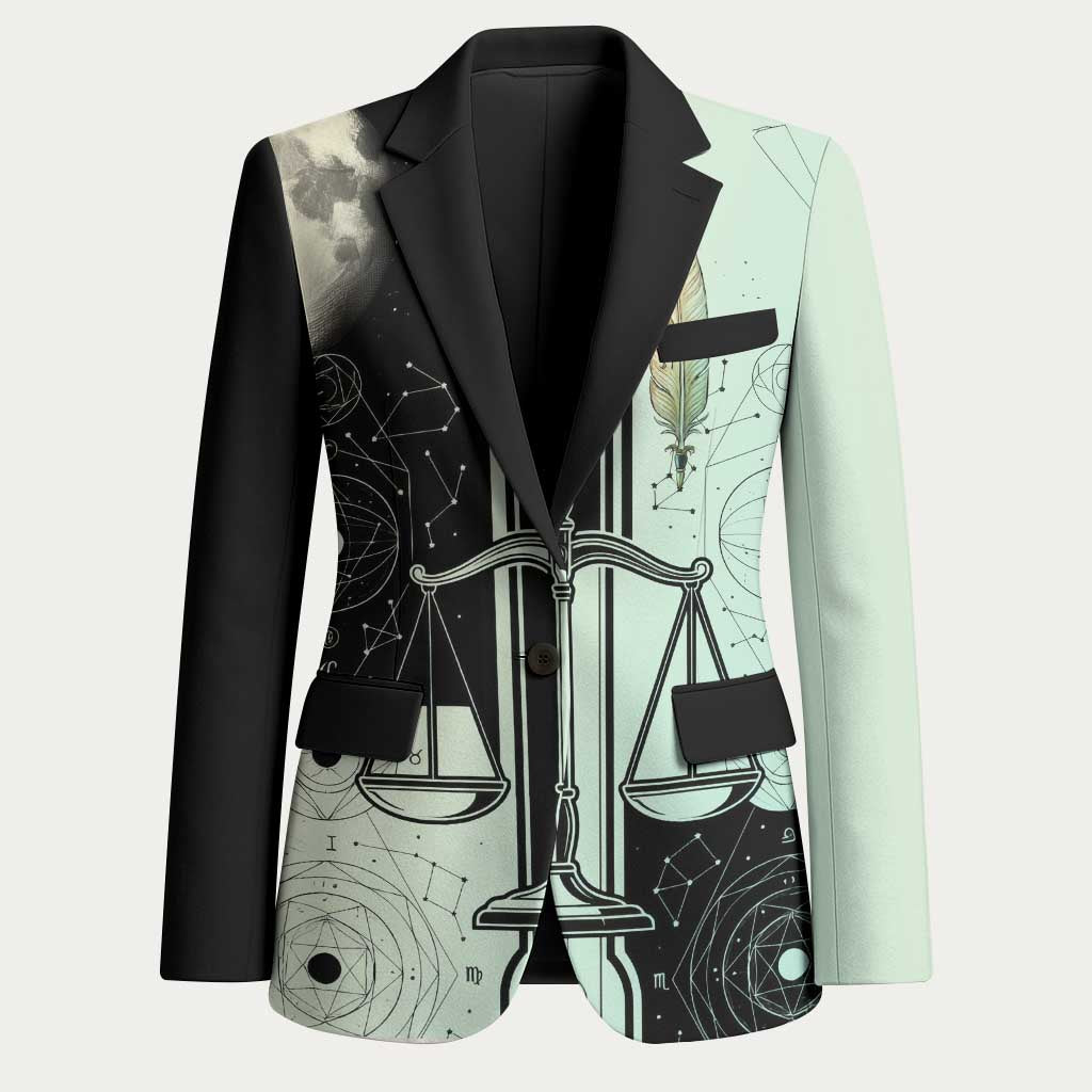 Ma’at Feather Egyptian Blazer with Scales Symbolizing Truth and Cosmic Balance