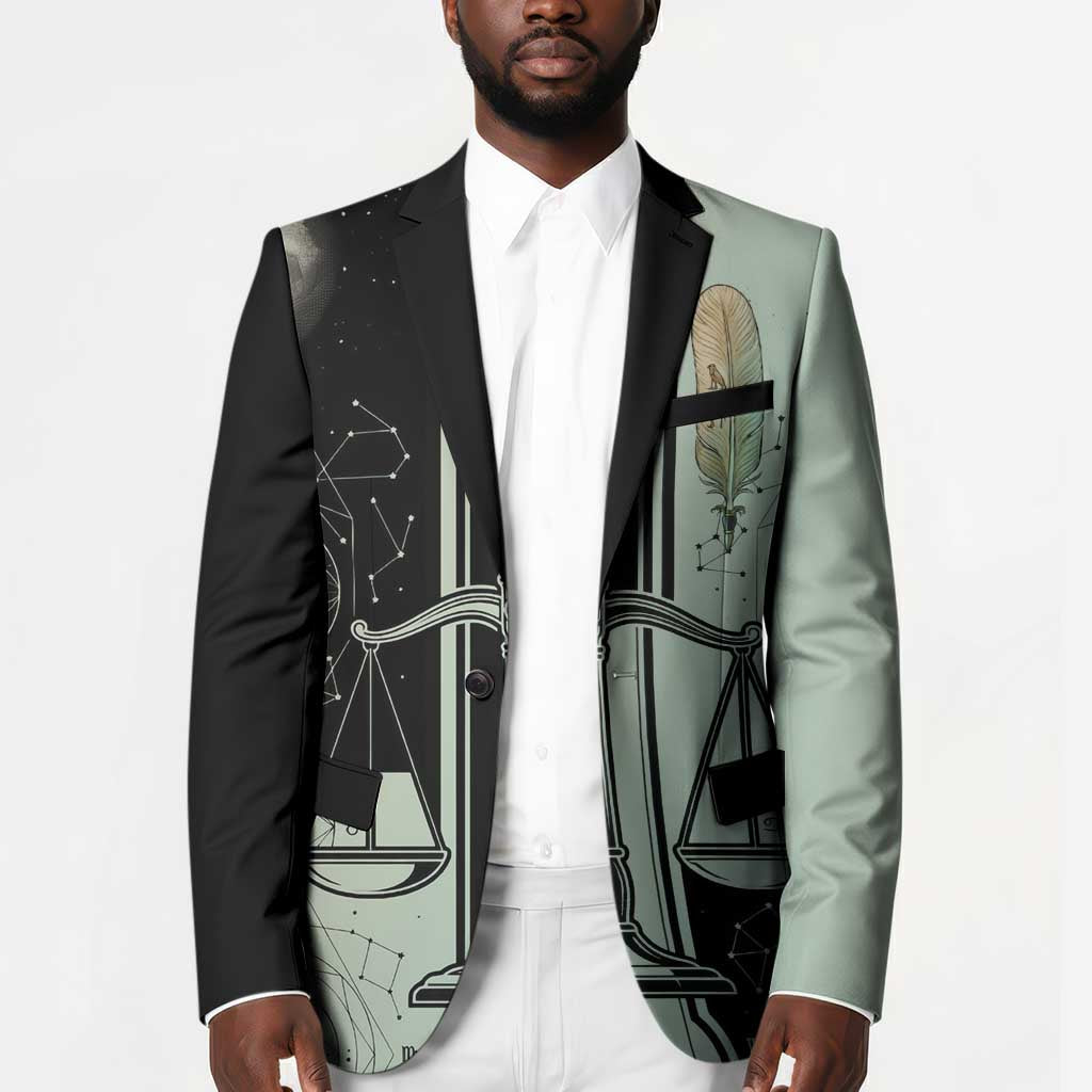 Ma’at Feather Egyptian Blazer with Scales Symbolizing Truth and Cosmic Balance