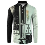 Ma’at Feather Egyptian Button Sweatshirt with Scales Symbolizing Truth and Cosmic Balance
