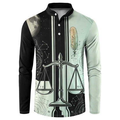 Ma’at Feather Egyptian Button Sweatshirt with Scales Symbolizing Truth and Cosmic Balance