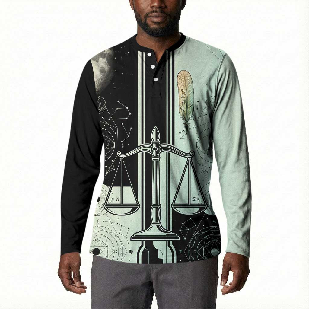 Ma’at Feather Egyptian Button Sweatshirt with Scales Symbolizing Truth and Cosmic Balance