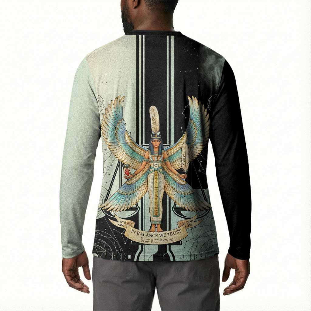 Ma’at Feather Egyptian Button Sweatshirt with Scales Symbolizing Truth and Cosmic Balance