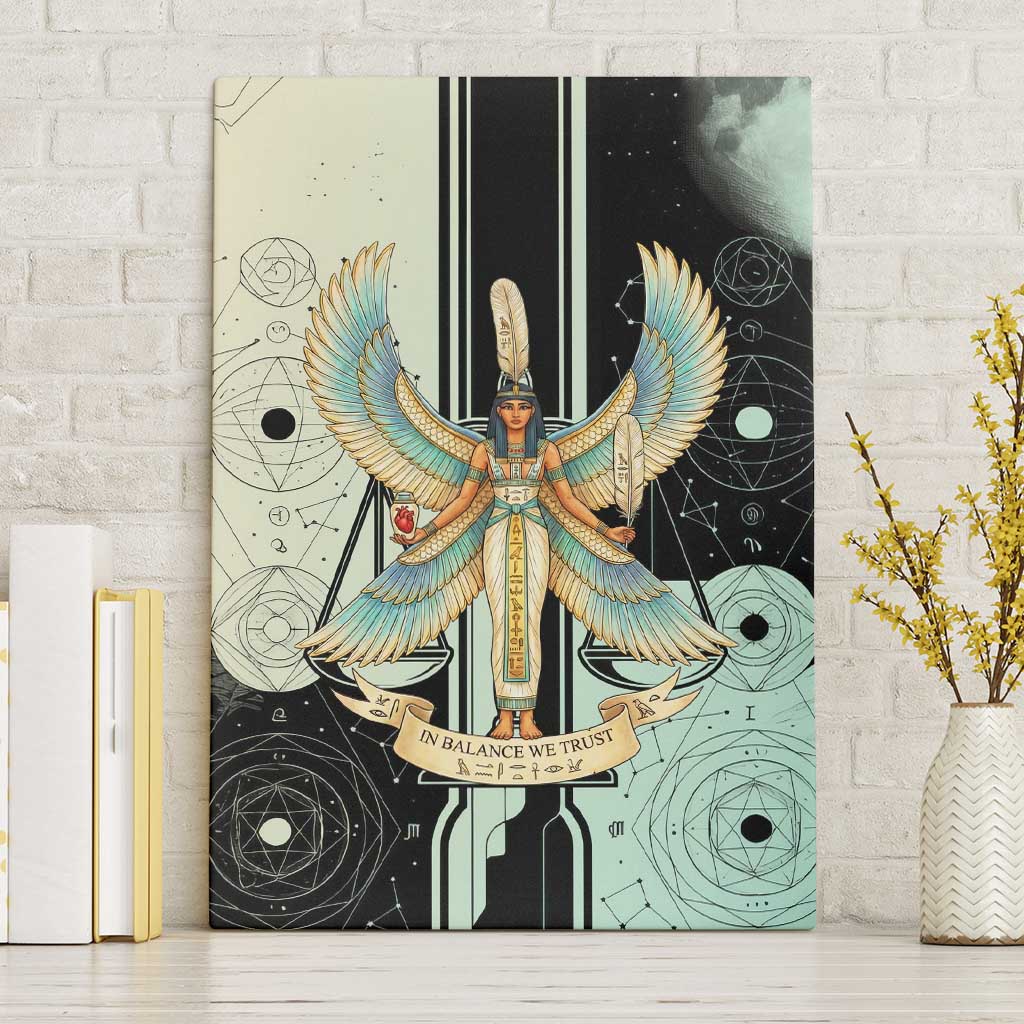 Ma’at Feather Egyptian Canvas Wall Art with Scales Symbolizing Truth and Cosmic Balance