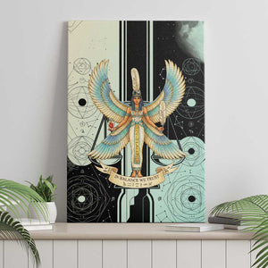 Ma’at Feather Egyptian Canvas Wall Art with Scales Symbolizing Truth and Cosmic Balance