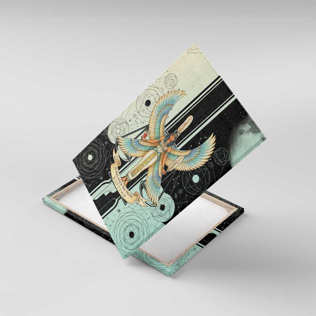 Ma’at Feather Egyptian Canvas Wall Art with Scales Symbolizing Truth and Cosmic Balance