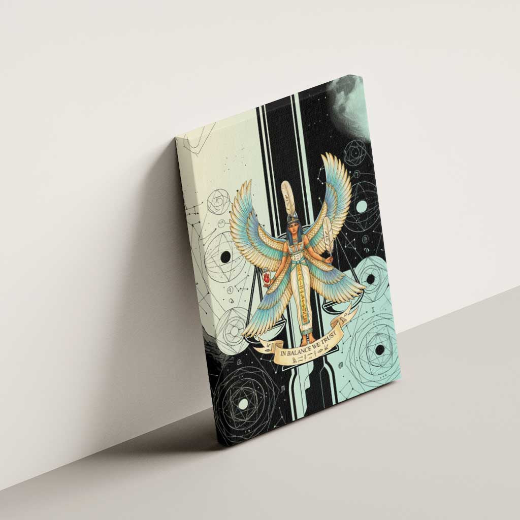 Ma’at Feather Egyptian Canvas Wall Art with Scales Symbolizing Truth and Cosmic Balance
