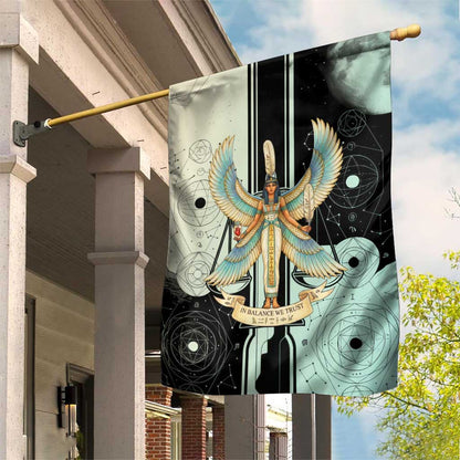 Ma’at Feather Egyptian Garden Flag with Scales Symbolizing Truth and Cosmic Balance