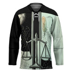 Ma’at Feather Egyptian Hockey Jersey with Scales Symbolizing Truth and Cosmic Balance