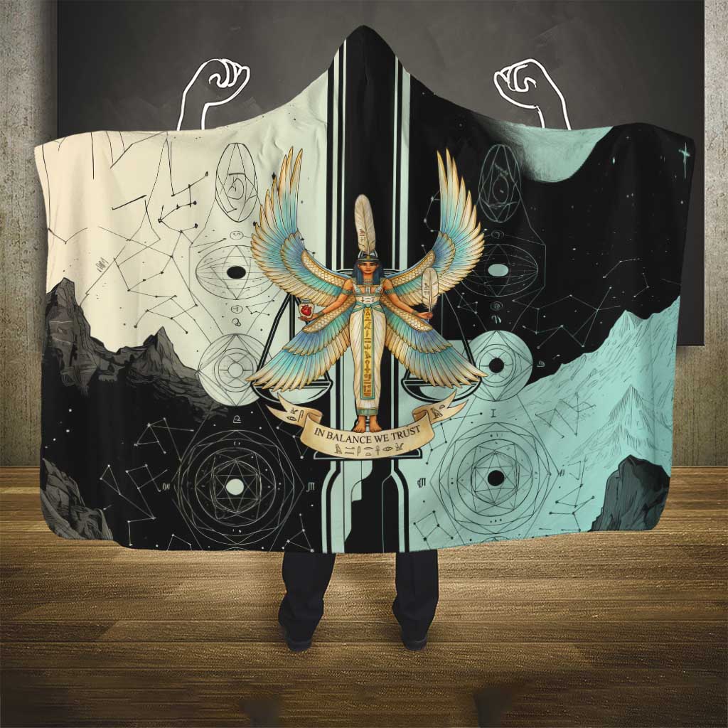 Ma’at Feather Egyptian Hooded Blanket with Scales Symbolizing Truth and Cosmic Balance