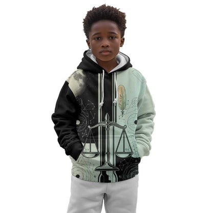 Ma’at Feather Egyptian Kid Hoodie with Scales Symbolizing Truth and Cosmic Balance