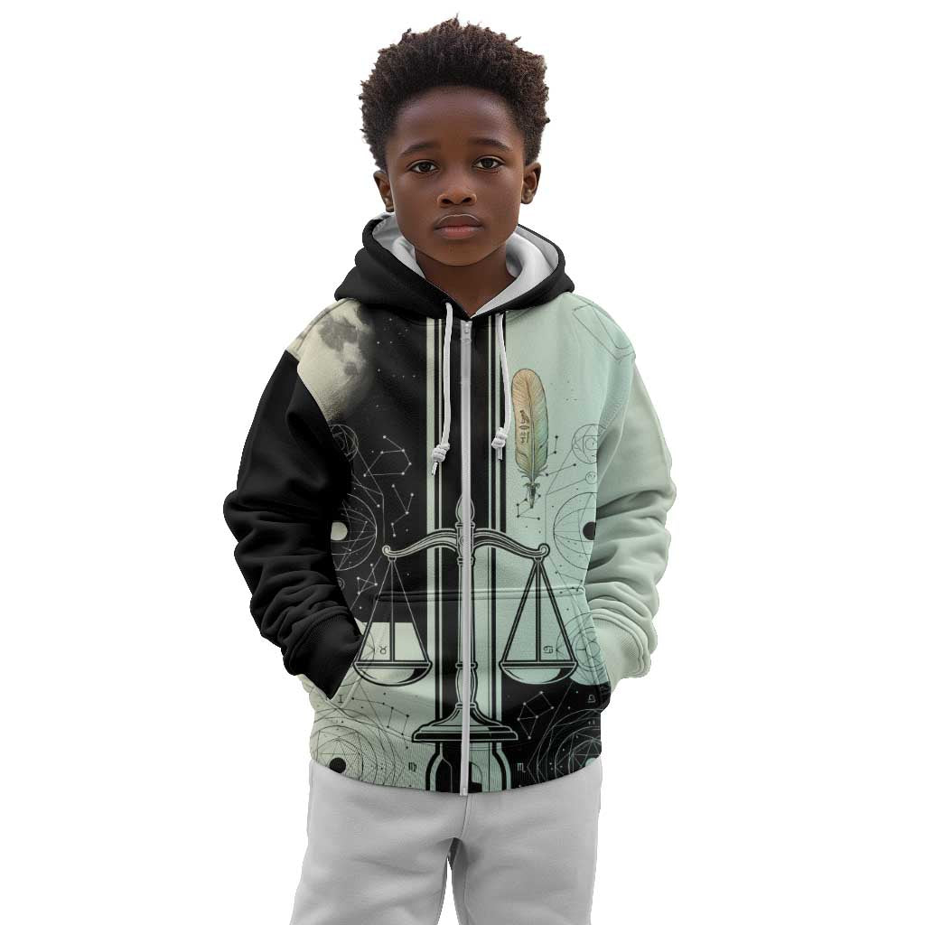 Ma’at Feather Egyptian Kid Hoodie with Scales Symbolizing Truth and Cosmic Balance