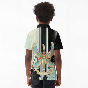 Ma’at Feather Egyptian Kid Polo Shirt with Scales Symbolizing Truth and Cosmic Balance