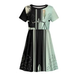 Ma’at Feather Egyptian Kid Short Sleeve Dress with Scales Symbolizing Truth and Cosmic Balance