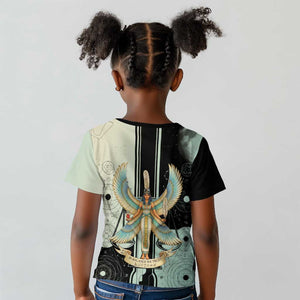 Ma’at Feather Egyptian Kid T shirt with Scales Symbolizing Truth and Cosmic Balance