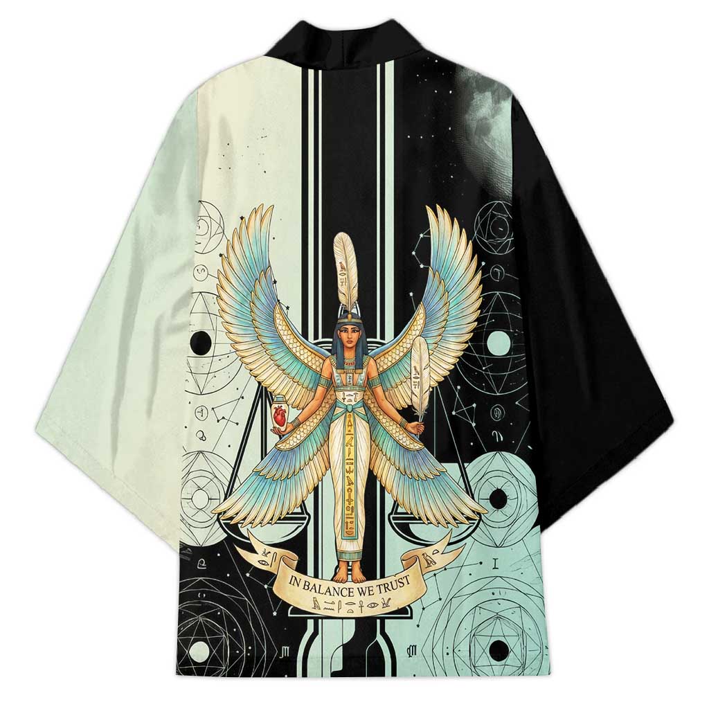 Ma’at Feather Egyptian Kimono with Scales Symbolizing Truth and Cosmic Balance