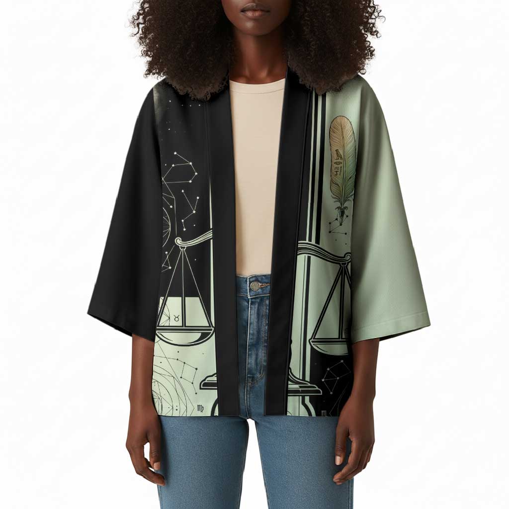 Ma’at Feather Egyptian Kimono with Scales Symbolizing Truth and Cosmic Balance
