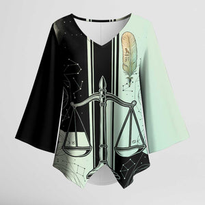 Ma’at Feather Egyptian Kimono Sleeve Blouse with Scales Symbolizing Truth and Cosmic Balance