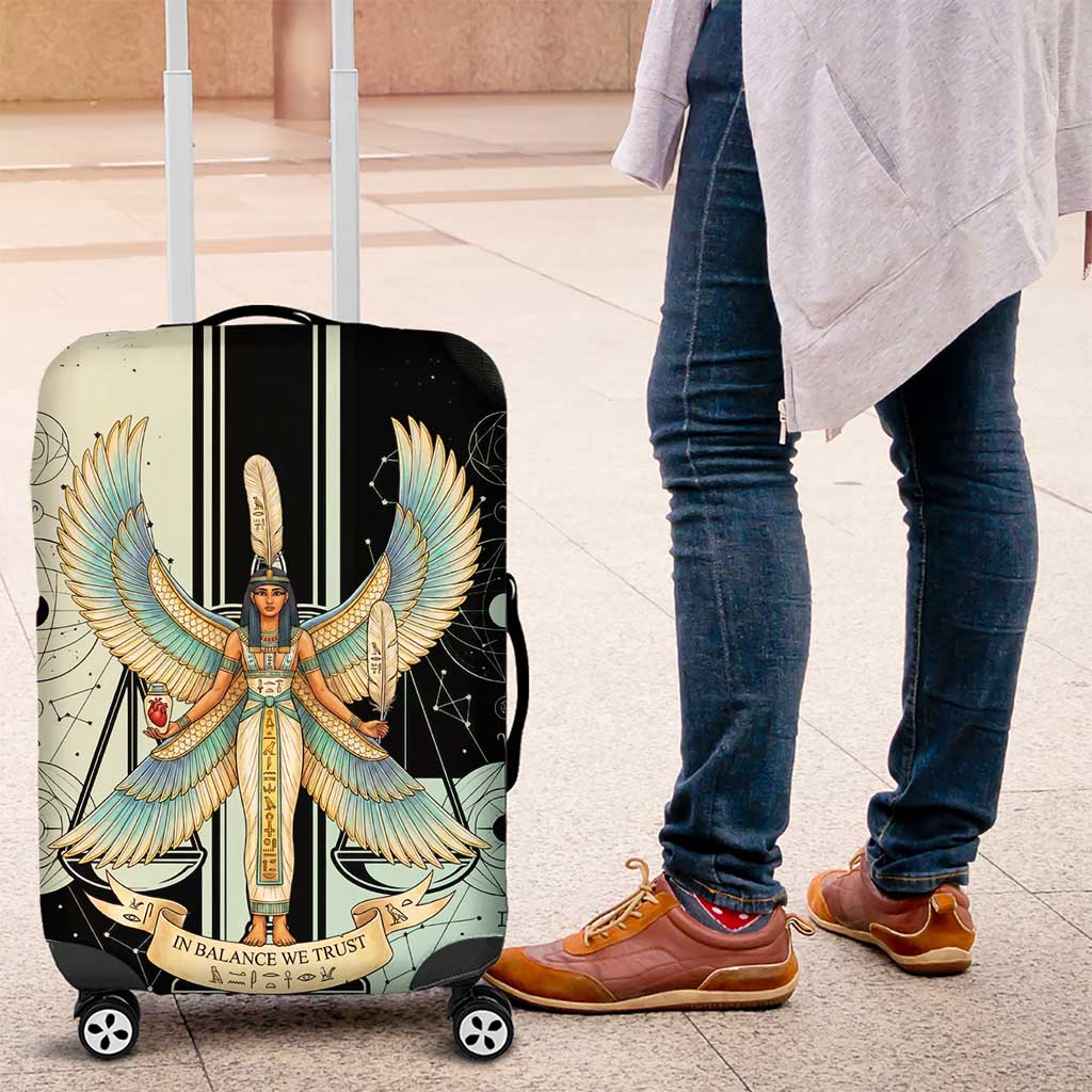 Ma’at Feather Egyptian Luggage Cover with Scales Symbolizing Truth and Cosmic Balance