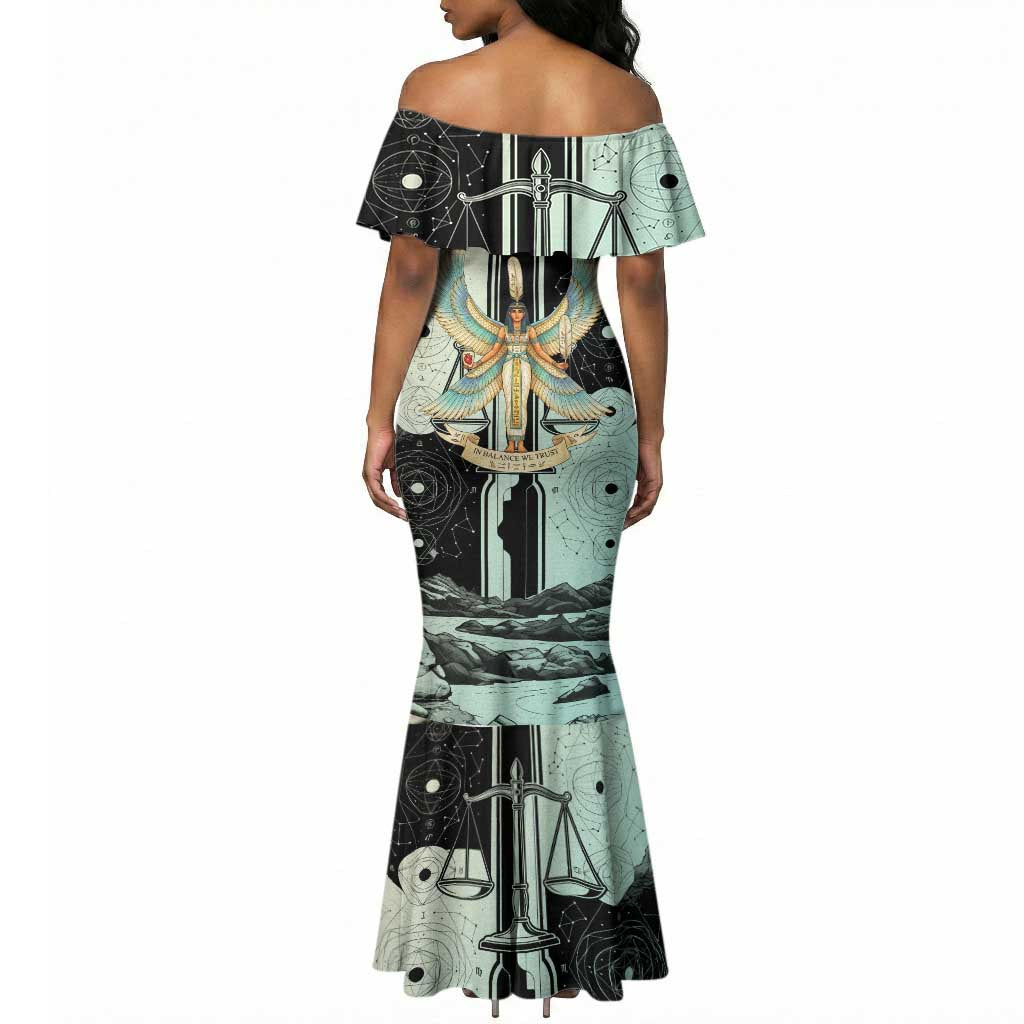 Ma’at Feather Egyptian Mermaid Dress with Scales Symbolizing Truth and Cosmic Balance