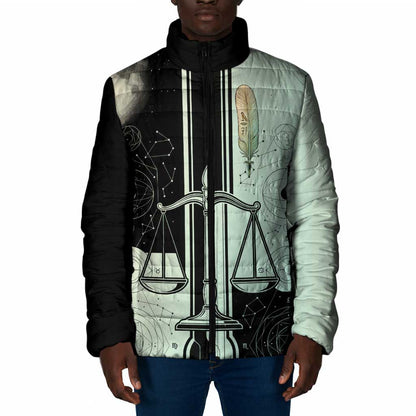 Ma’at Feather Egyptian Padded Jacket with Scales Symbolizing Truth and Cosmic Balance