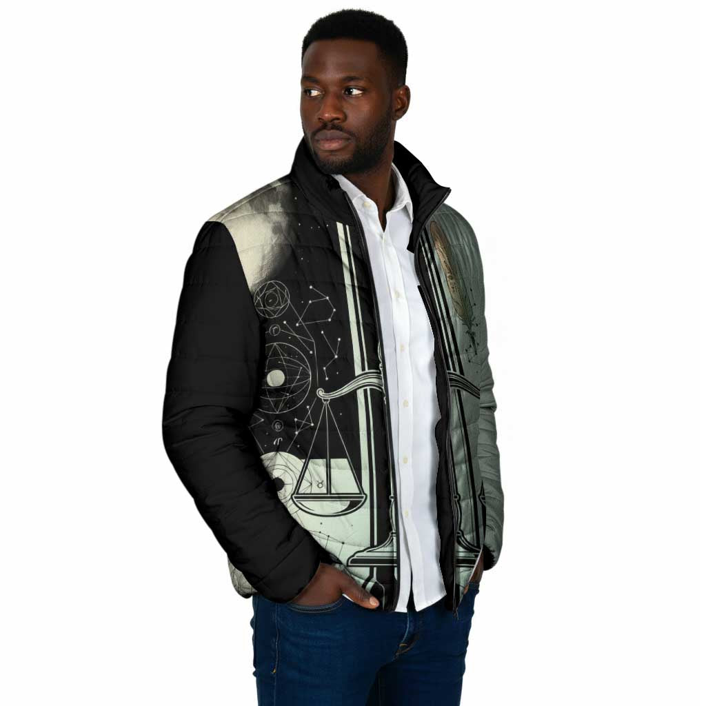 Ma’at Feather Egyptian Padded Jacket with Scales Symbolizing Truth and Cosmic Balance