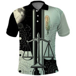 Ma’at Feather Egyptian Polo Shirt with Scales Symbolizing Truth and Cosmic Balance