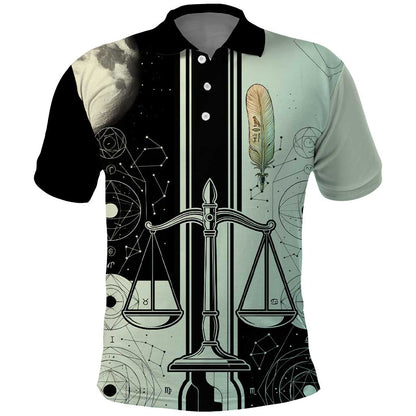 Ma’at Feather Egyptian Polo Shirt with Scales Symbolizing Truth and Cosmic Balance