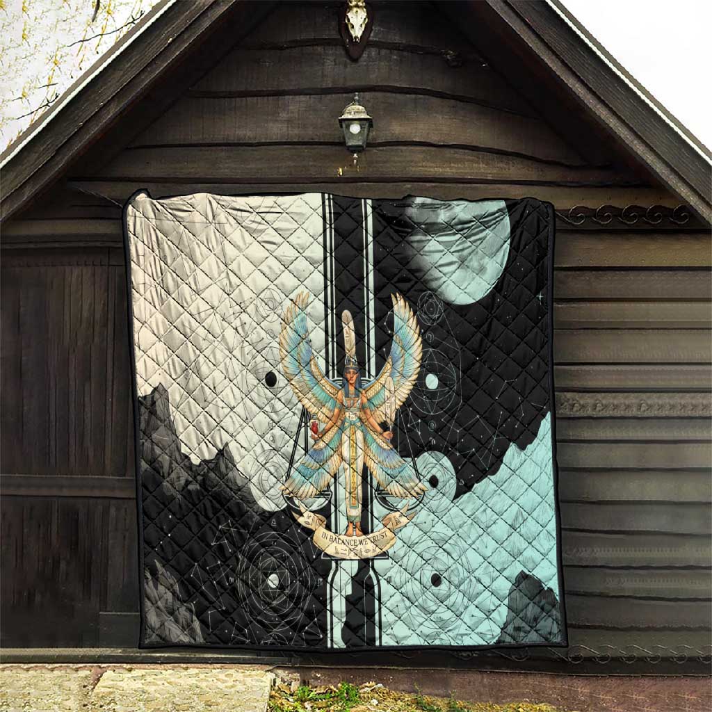 Ma’at Feather Egyptian Quilt with Scales Symbolizing Truth and Cosmic Balance