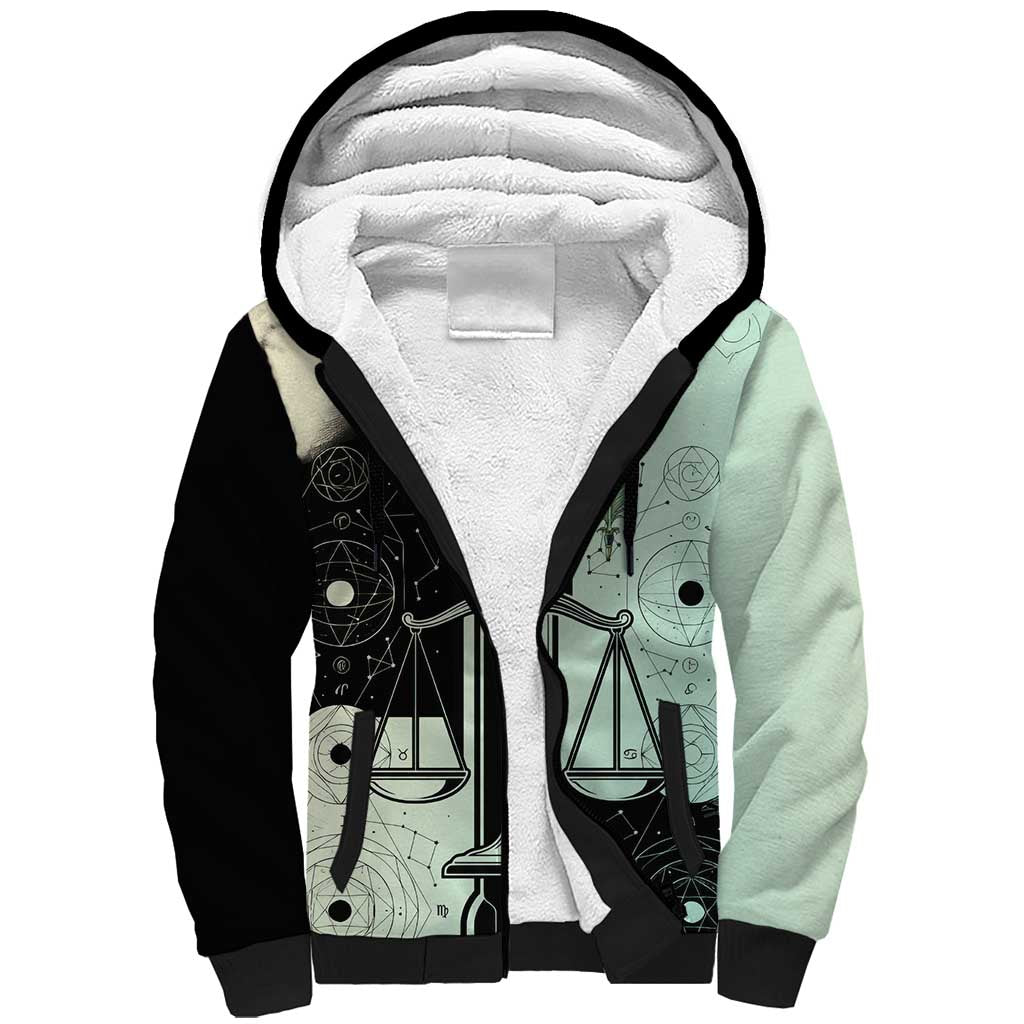 Ma’at Feather Egyptian Sherpa Hoodie with Scales Symbolizing Truth and Cosmic Balance