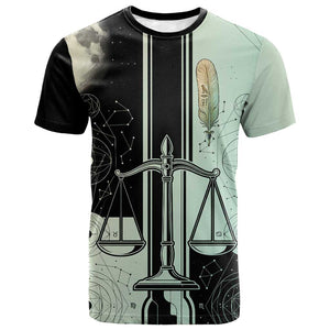Ma’at Feather Egyptian T shirt with Scales Symbolizing Truth and Cosmic Balance