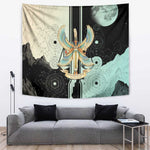 Ma’at Feather Egyptian Tapestry with Scales Symbolizing Truth and Cosmic Balance