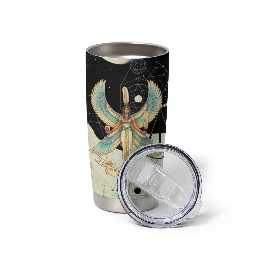 Ma’at Feather Egyptian Tumbler Cup with Scales Symbolizing Truth and Cosmic Balance