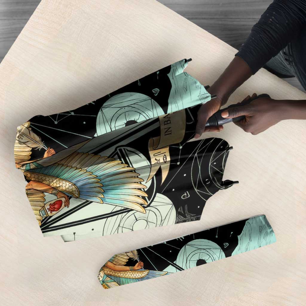 Ma’at Feather Egyptian Umbrella with Scales Symbolizing Truth and Cosmic Balance
